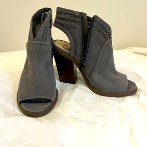 Open toe bootie heels